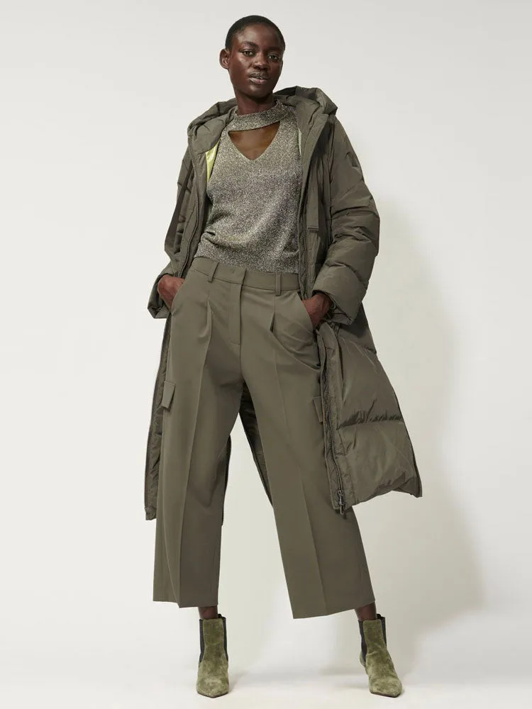 Luisa Cerano Cargo Trousers with Front Pleat Greyish Khaki