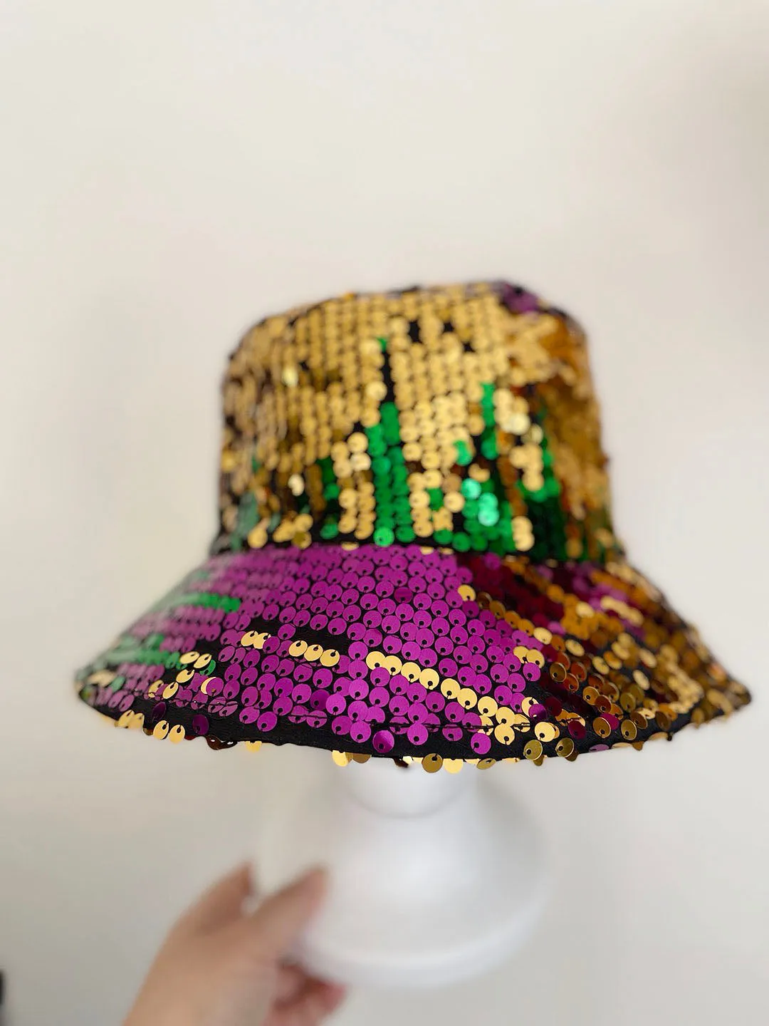 Mardi Gras Sequin Reversible Bucket Hat