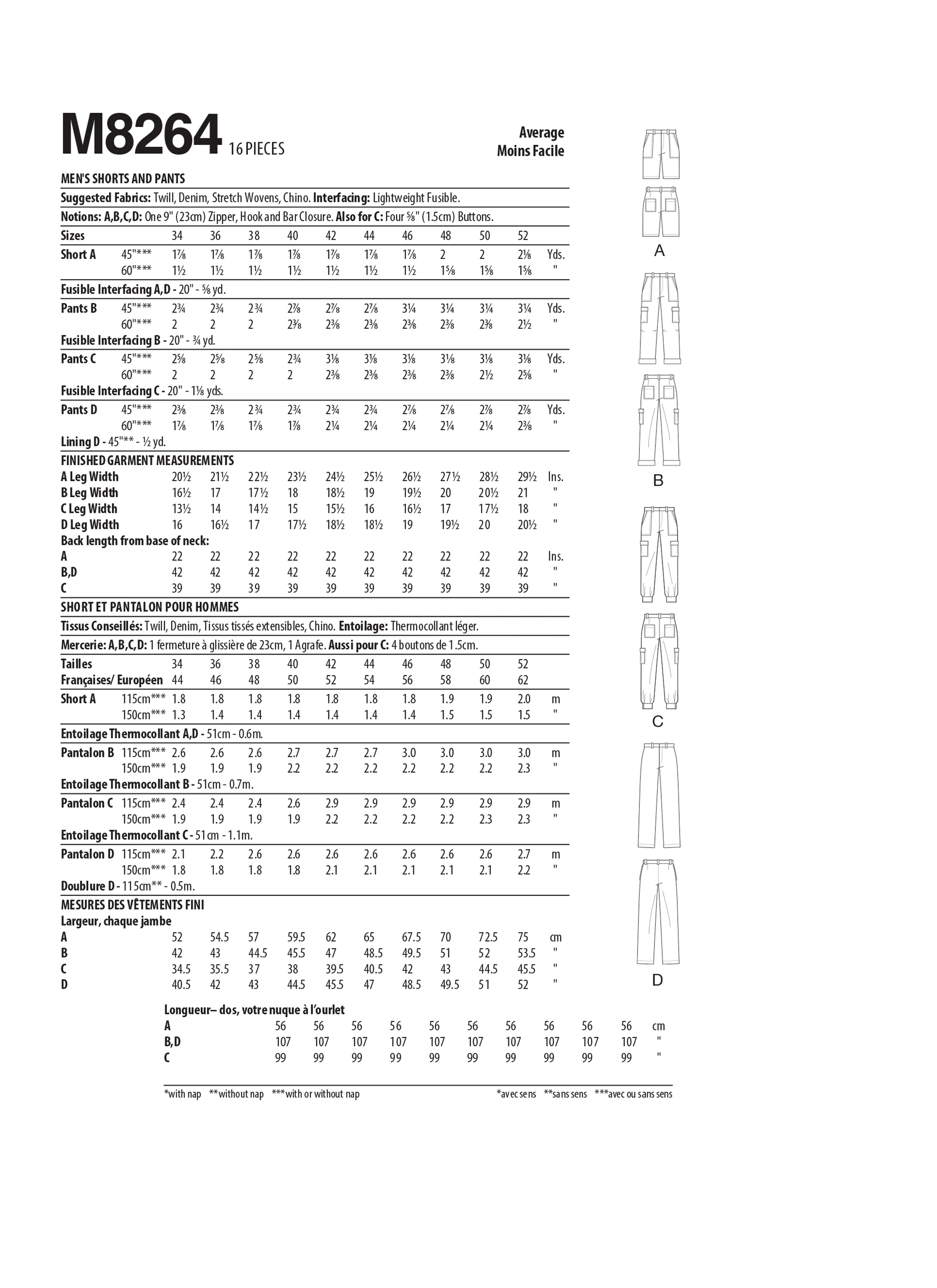 McCall's Pattern M8264 Men's Shorts & Pants