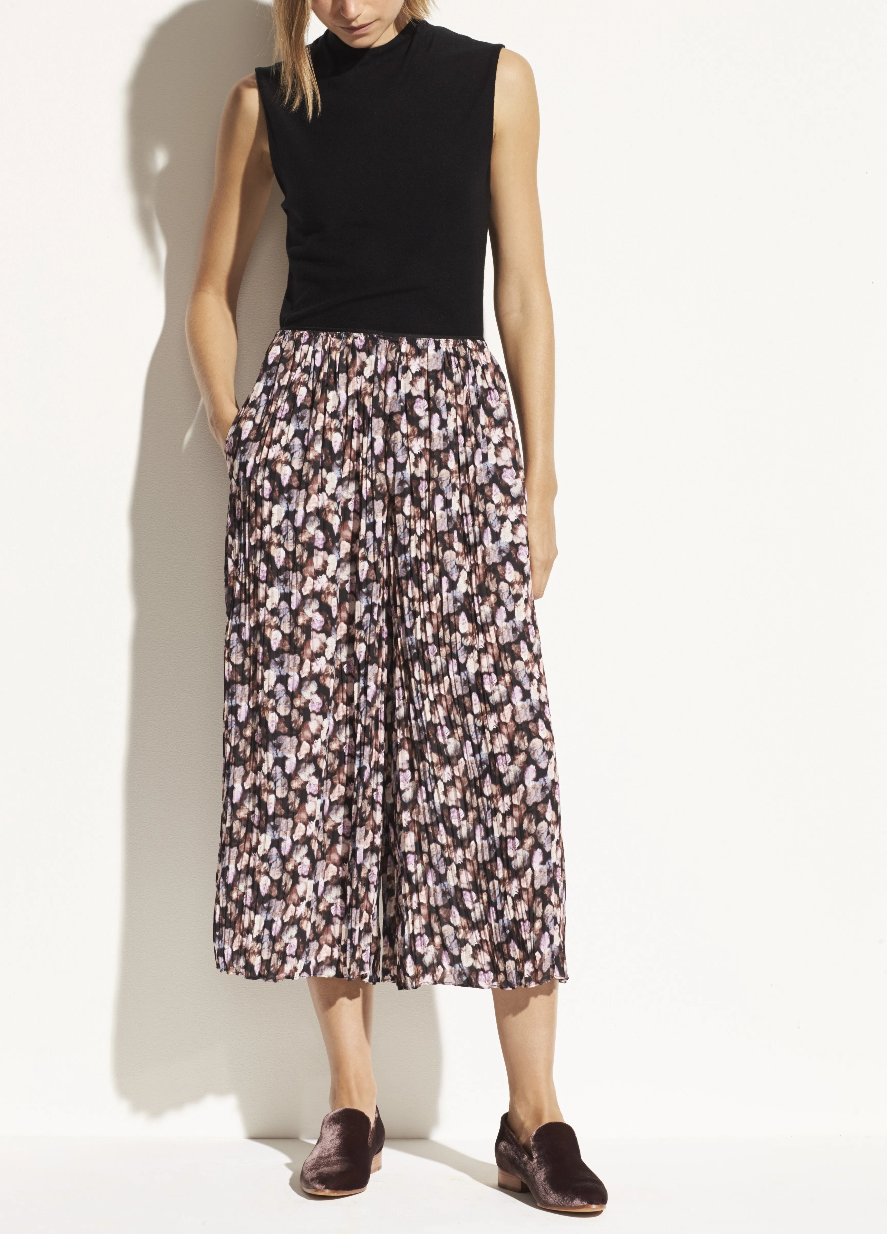 Micro Painted Floral Pleated Culotte in Esme