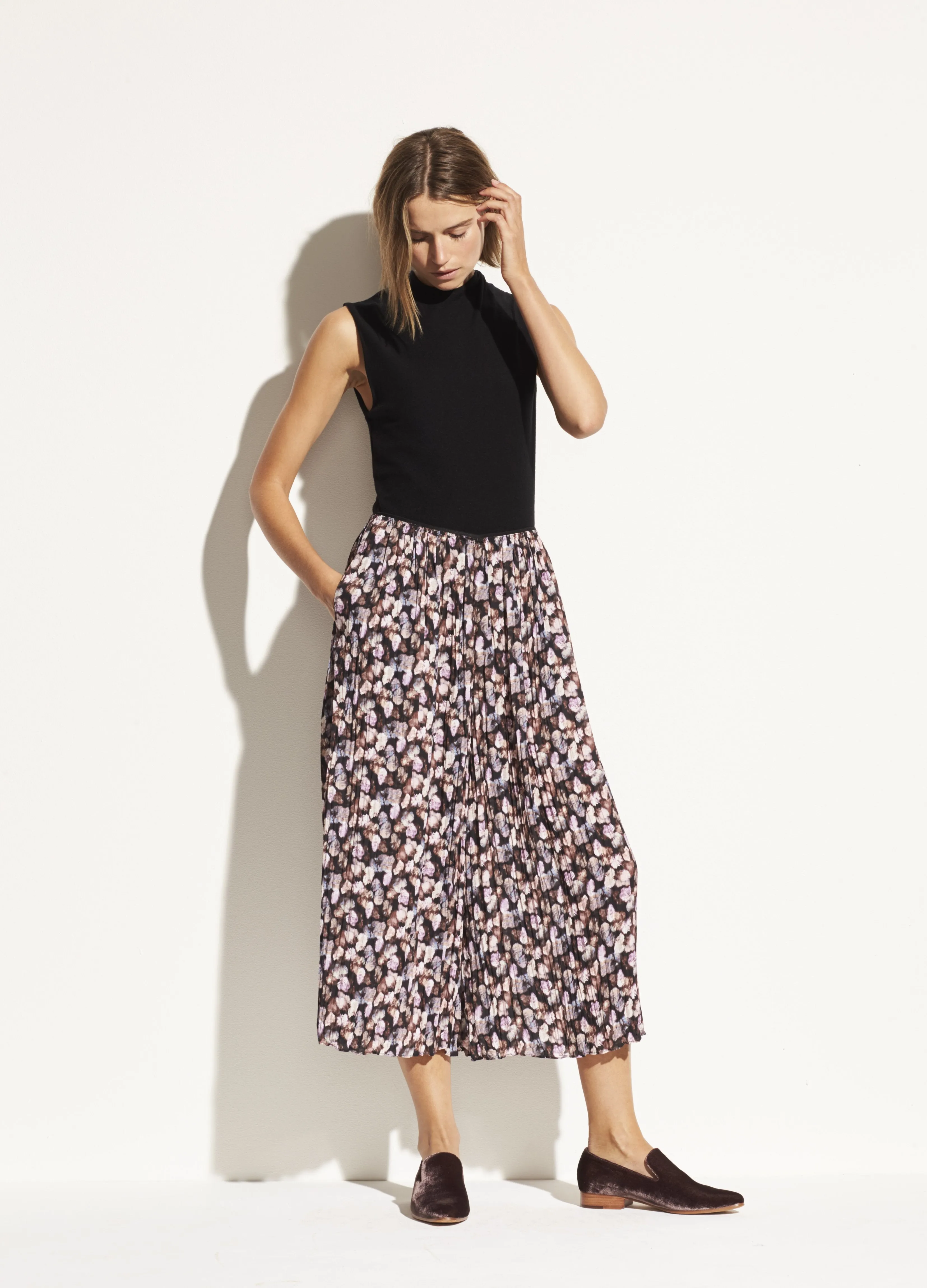 Micro Painted Floral Pleated Culotte in Esme