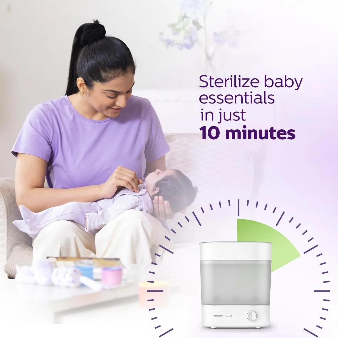 Philips Avent Advance Bottle sterilizer SCF291/00|| 10 mins Cycle, Natural steam Sterilization, Capacity Of 6 Baby Bottles