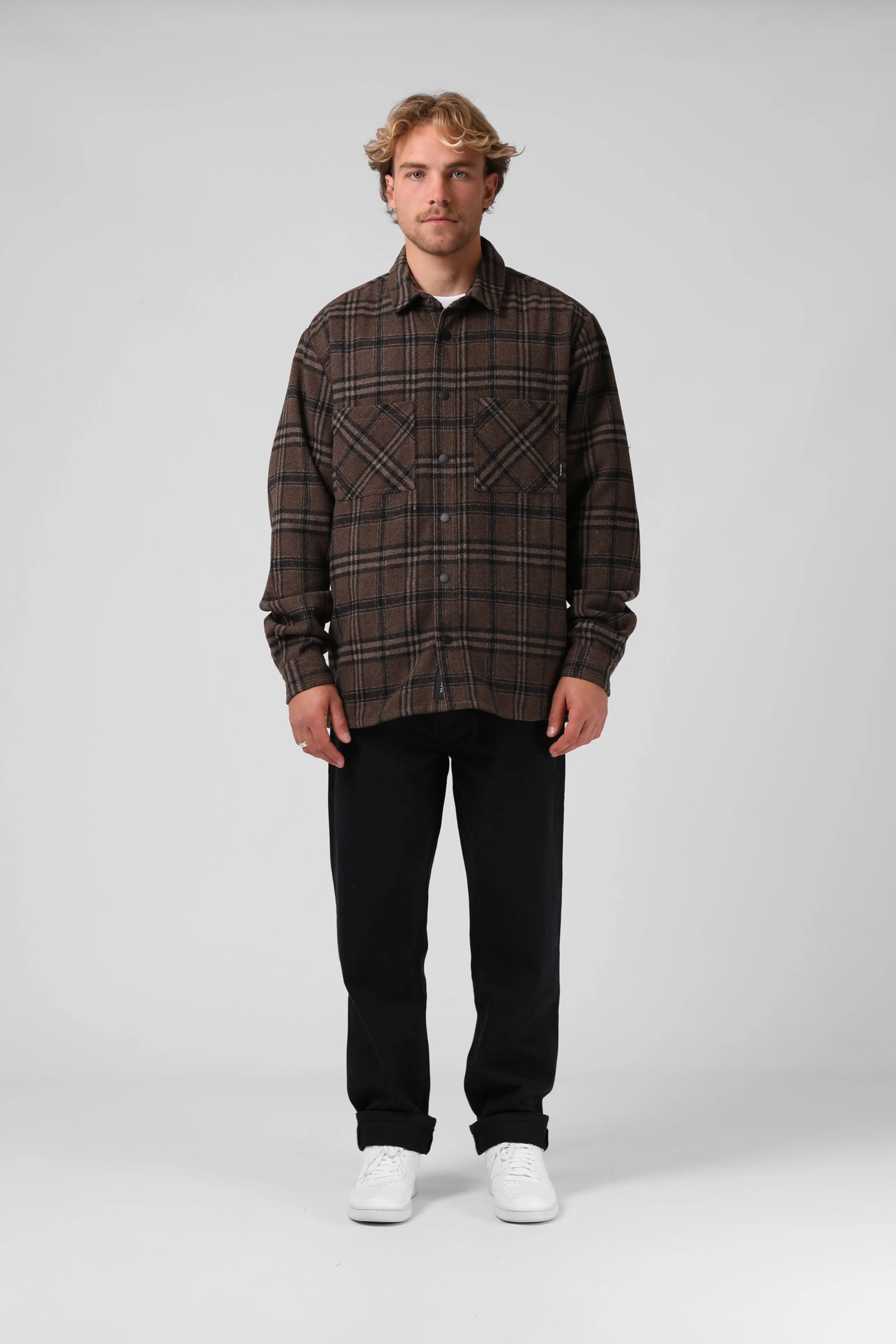 Plaid Shacket - Brown/Black Plaid