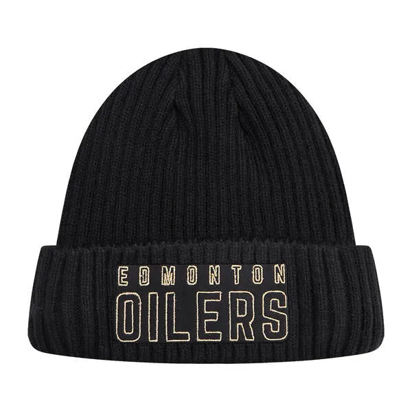 Pro Standard NHL Men's Edmonton Oilers Black & Gold Cuffed Beanie