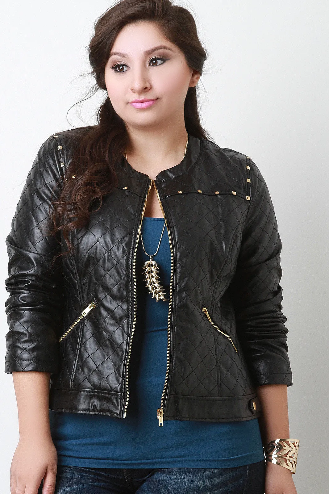 Quilted Vegan Leather Moto Jacket