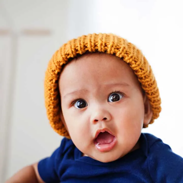 Saffron Gold Cable Beanie for Babies thru Adults