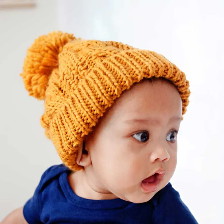 Saffron Gold Cable Beanie for Babies thru Adults