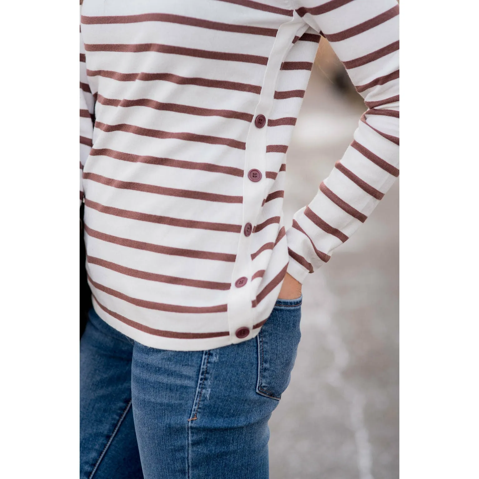 Side Panel Button Sweater