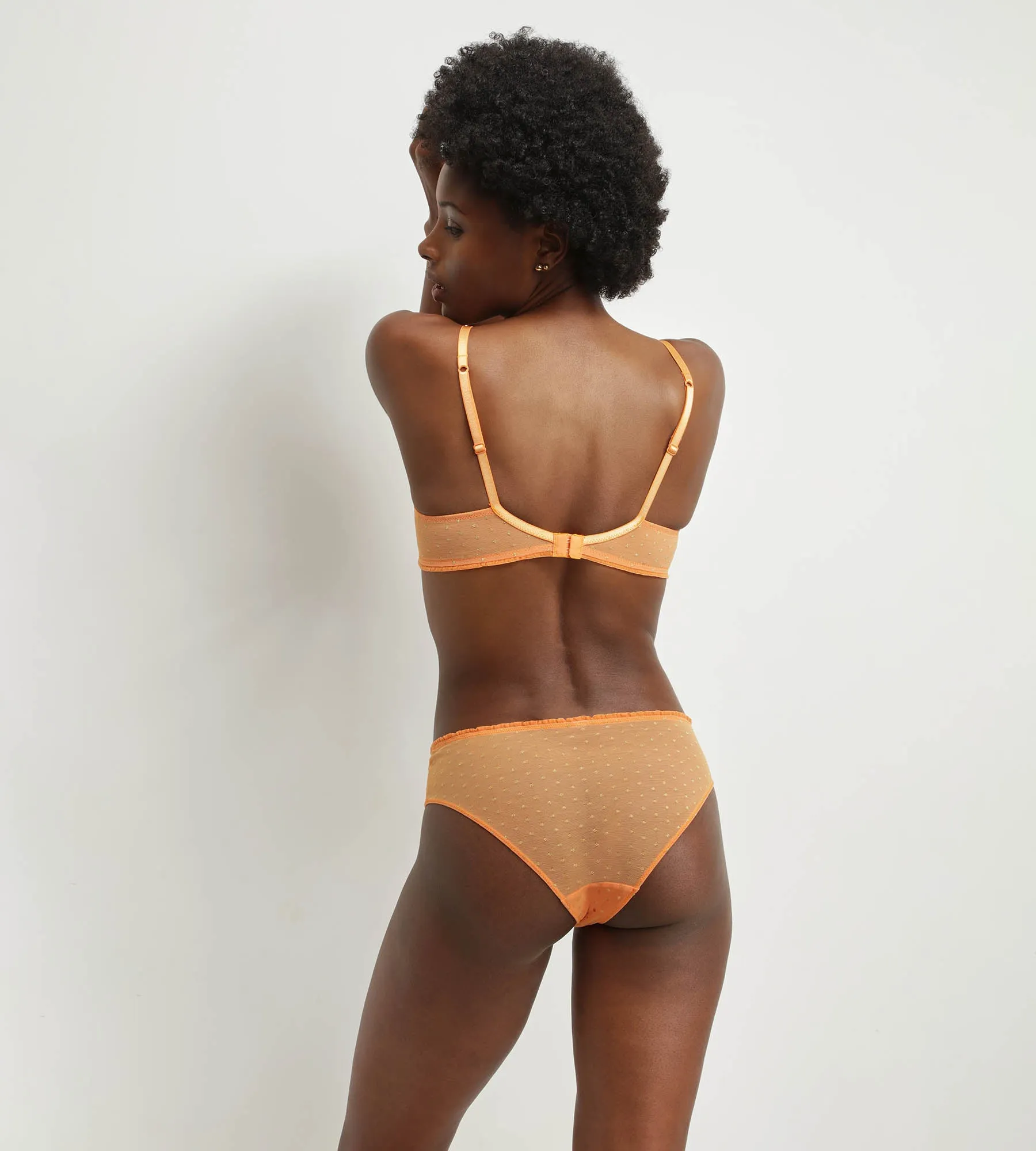 Soutien-gorge à armatures en tulle orange et pois lurex Shiny Mesh