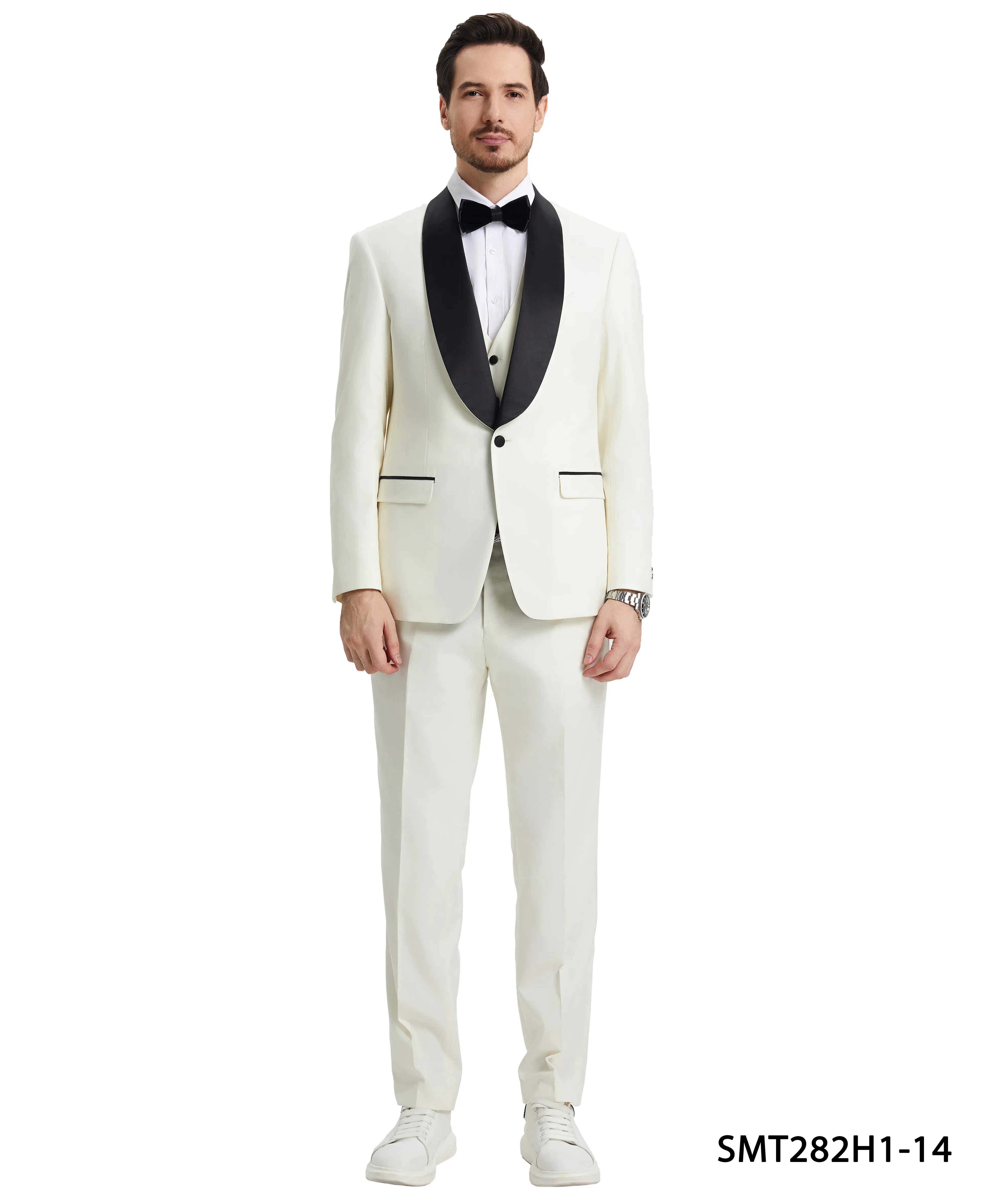 Stacy Adams Hybrid-Fit Vested Tuxedo, Ivory