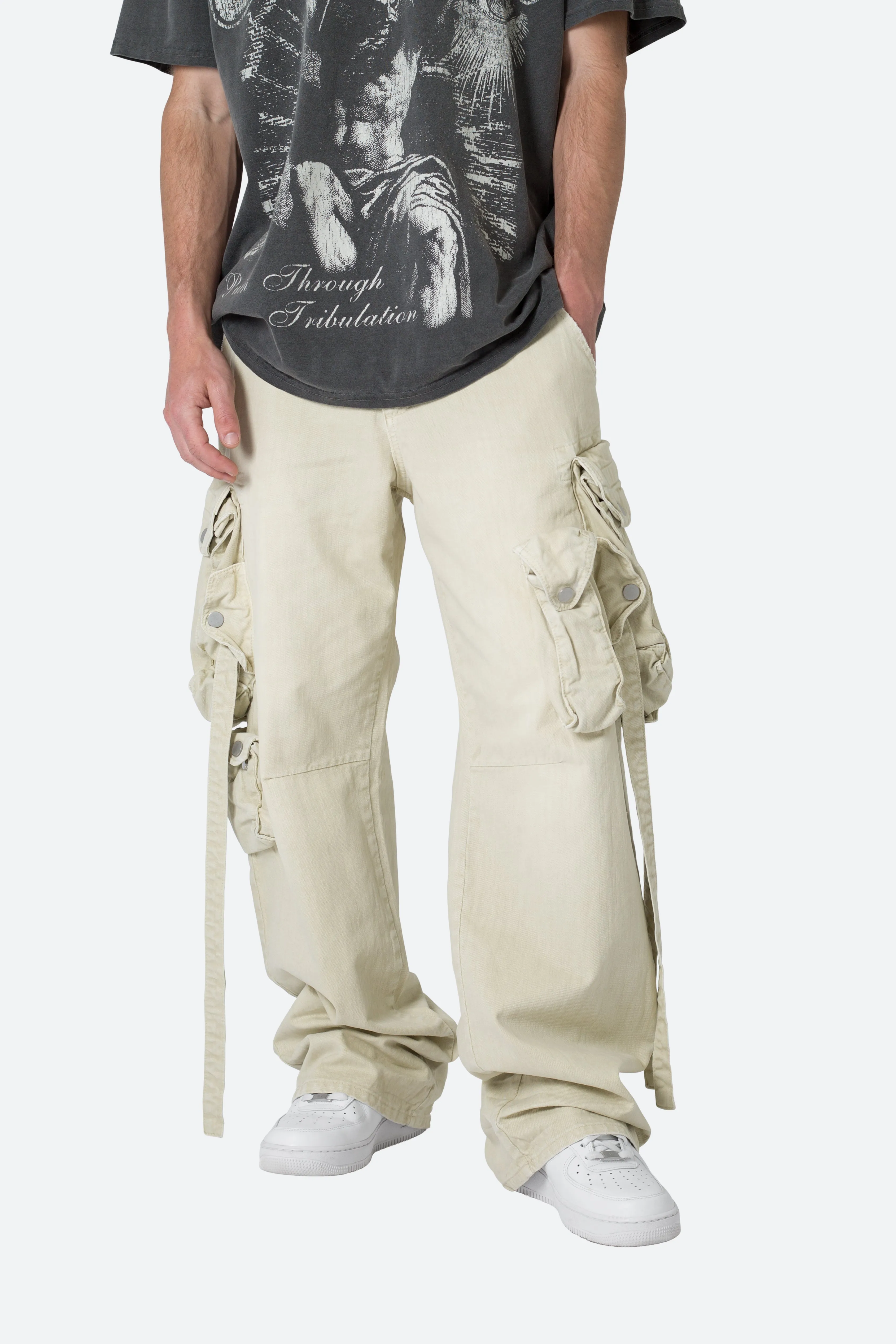 Strapped Multi Cargo Pants - Khaki