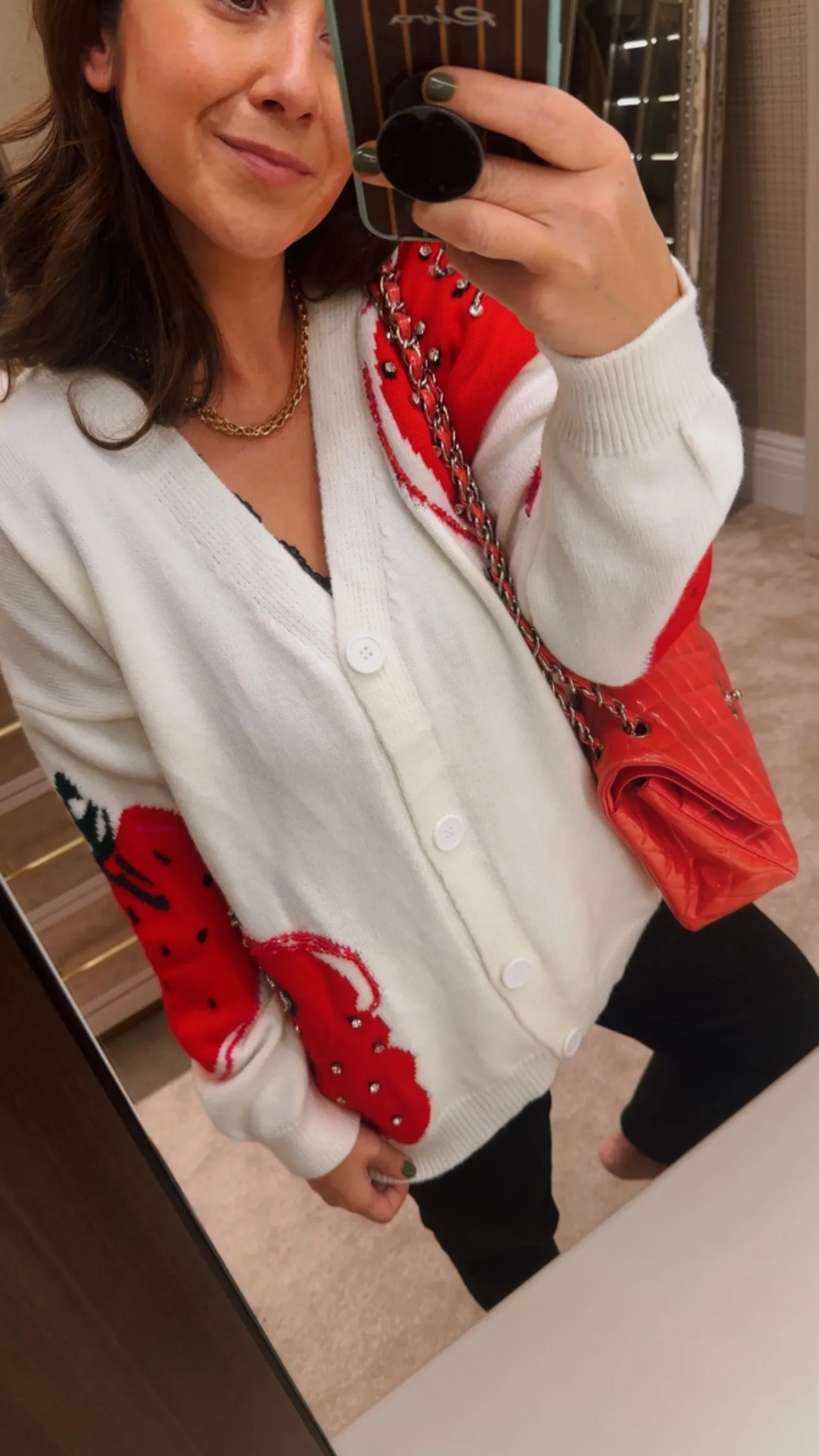 Strawberry embellished cardigan