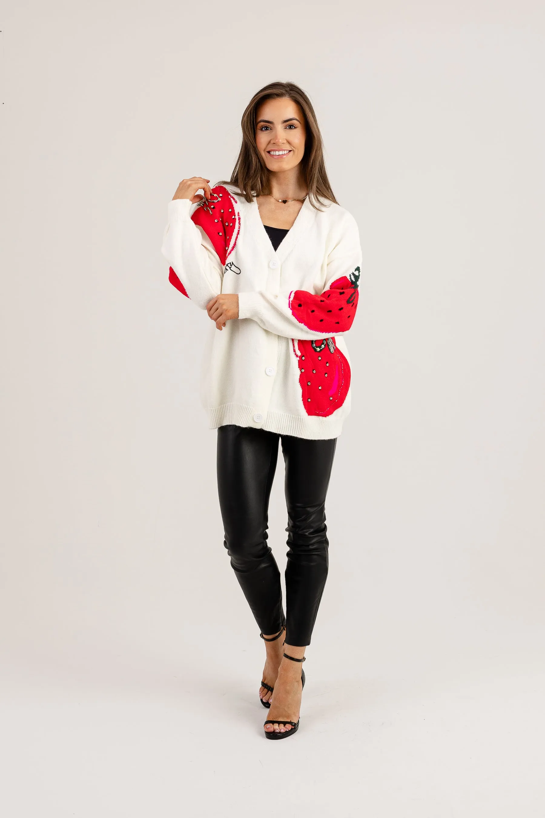 Strawberry embellished cardigan