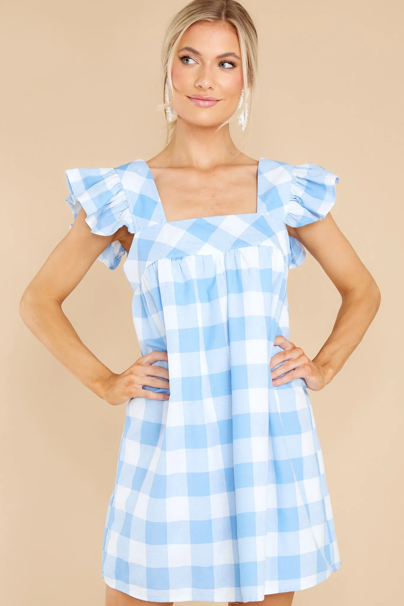 Travel Light Blue Gingham Dress