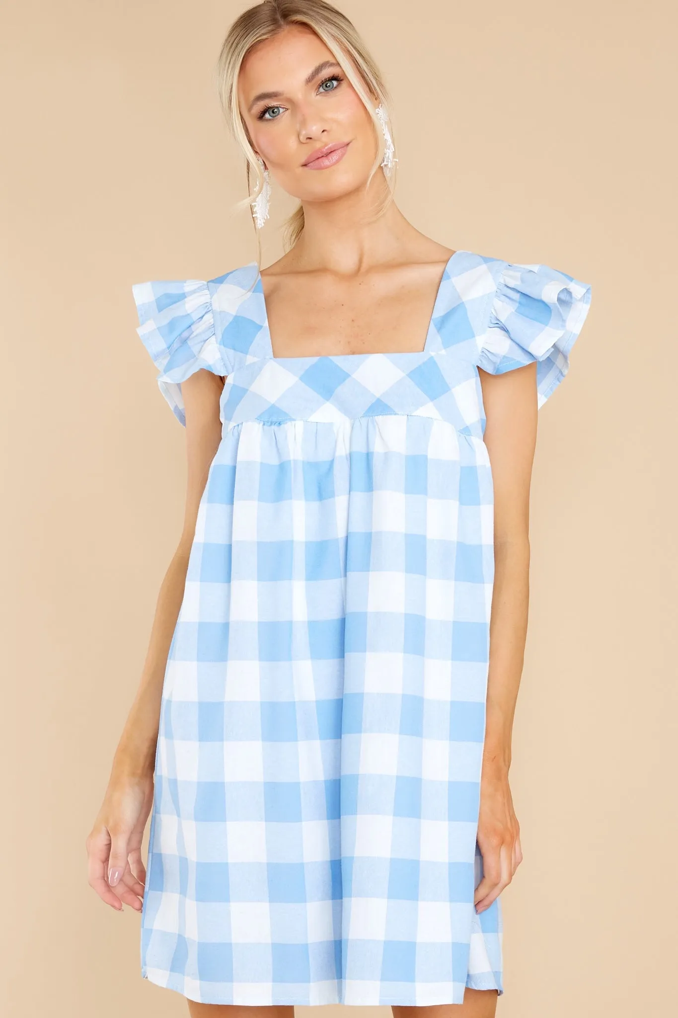 Travel Light Blue Gingham Dress