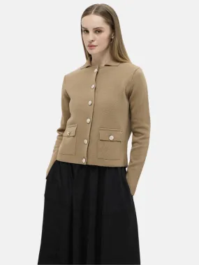 Tricot Jacket with Pockets Brown