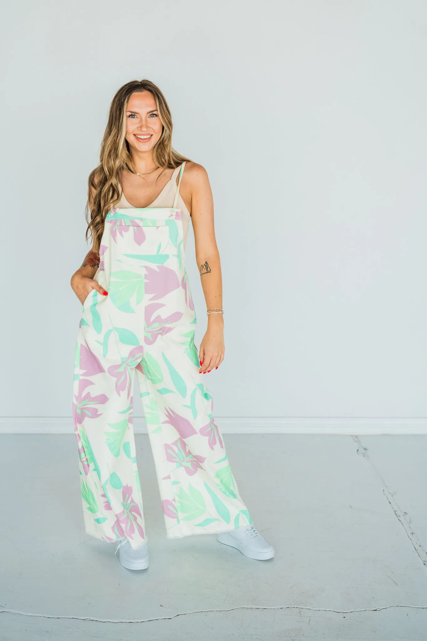 Tropical Paradise Denim Jumpsuit