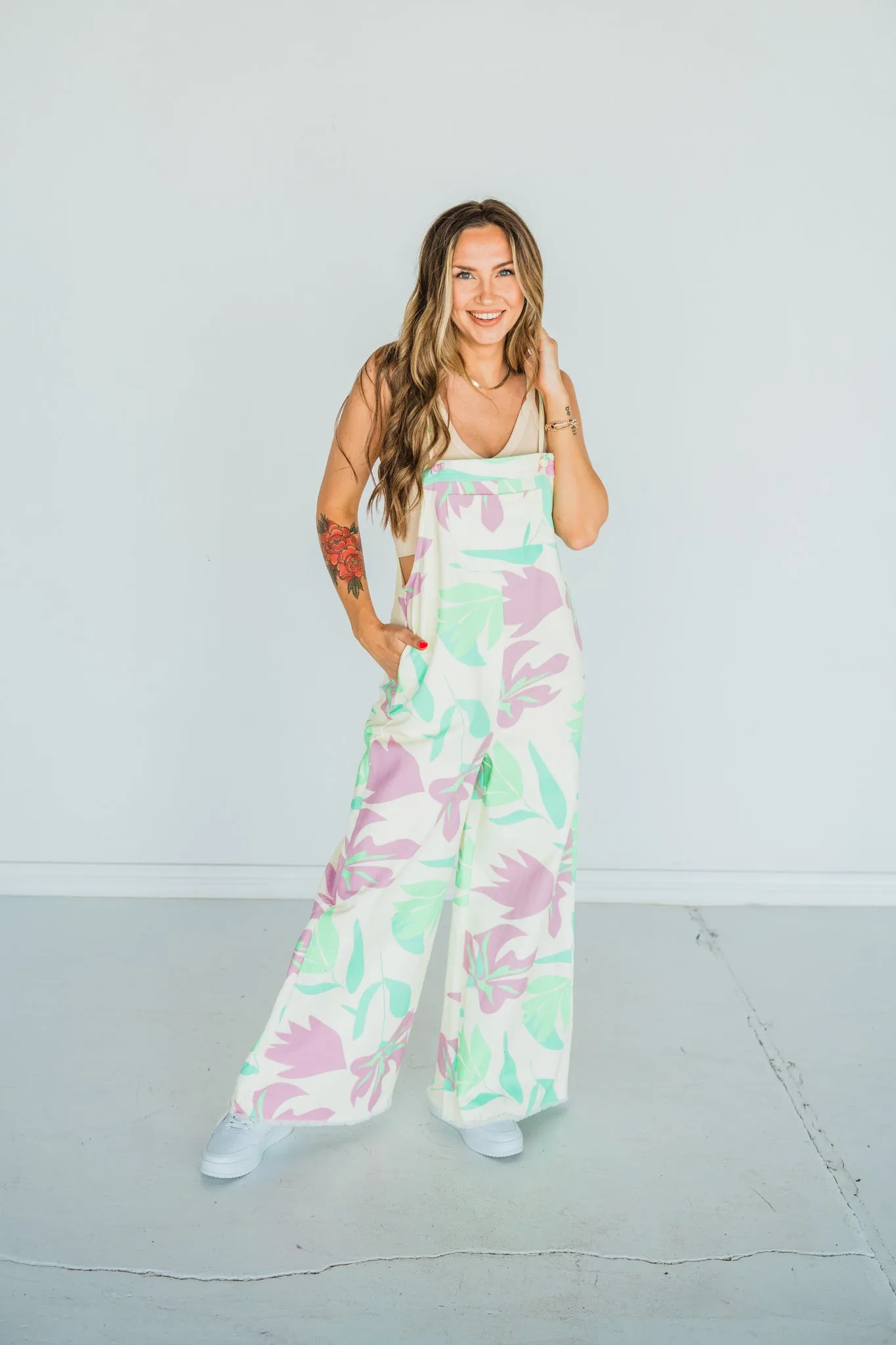 Tropical Paradise Denim Jumpsuit