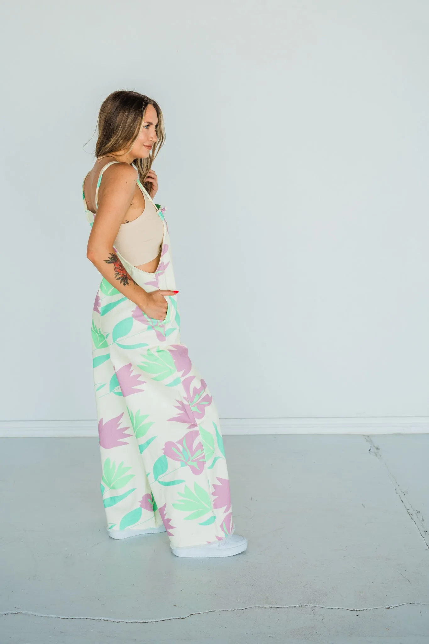 Tropical Paradise Denim Jumpsuit