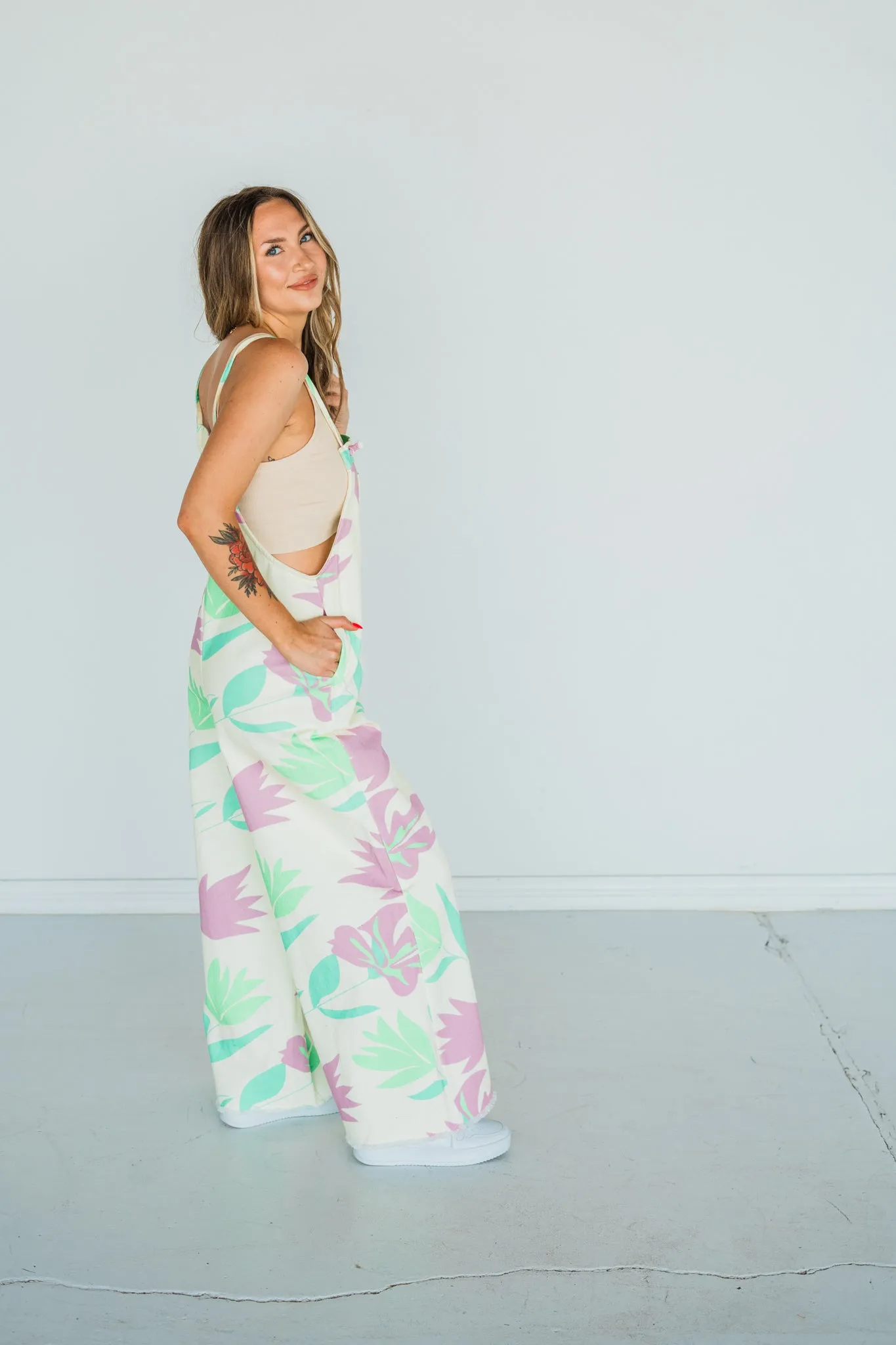 Tropical Paradise Denim Jumpsuit