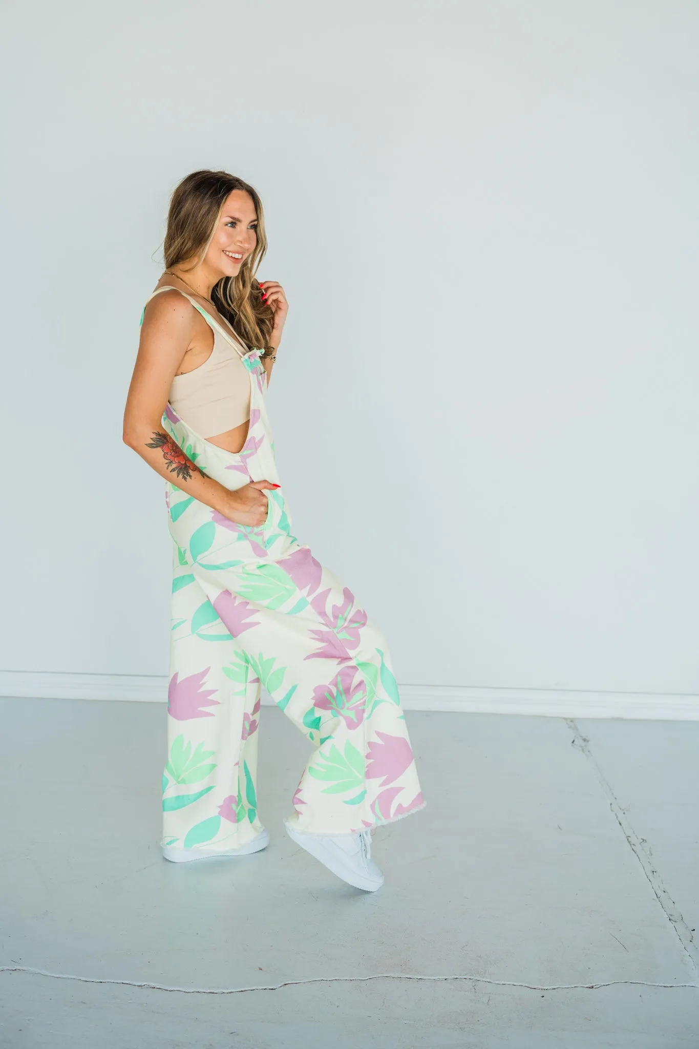 Tropical Paradise Denim Jumpsuit