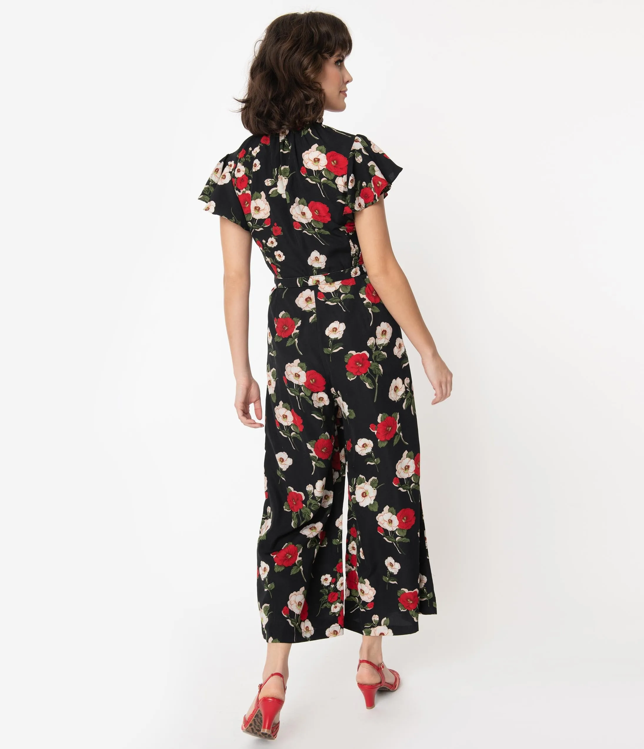 Voodoo Vixen Black & Multi Floral Print Bianca Jumpsuit