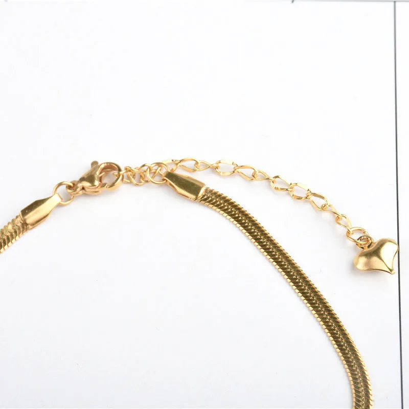 Women's Gold Titanium Steel Tassel Beanie Butterfly Anklet