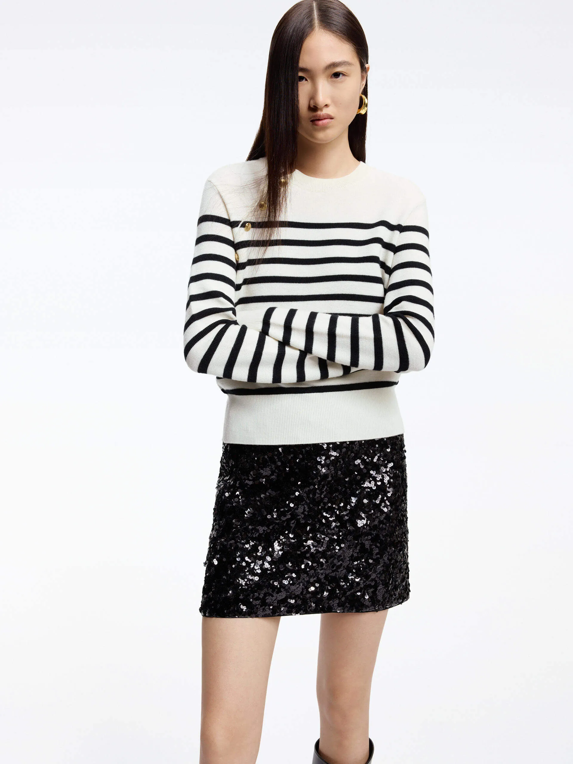 Wool Striped Knit Sweater